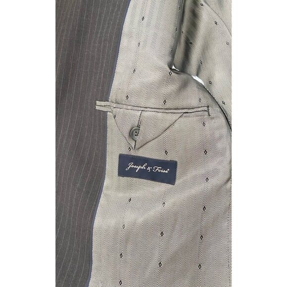 Joseph & Feiss 40S Dark Gray Pinstriped 100% Wool 2 Btn Blazer Sport Coat Jacket - Picture 4 of 7